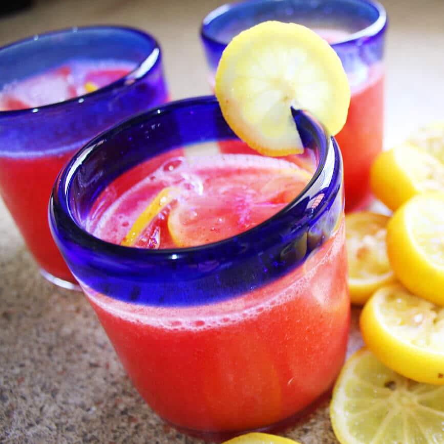 Photograph of the recipe for refreshing strawberry lemonade.