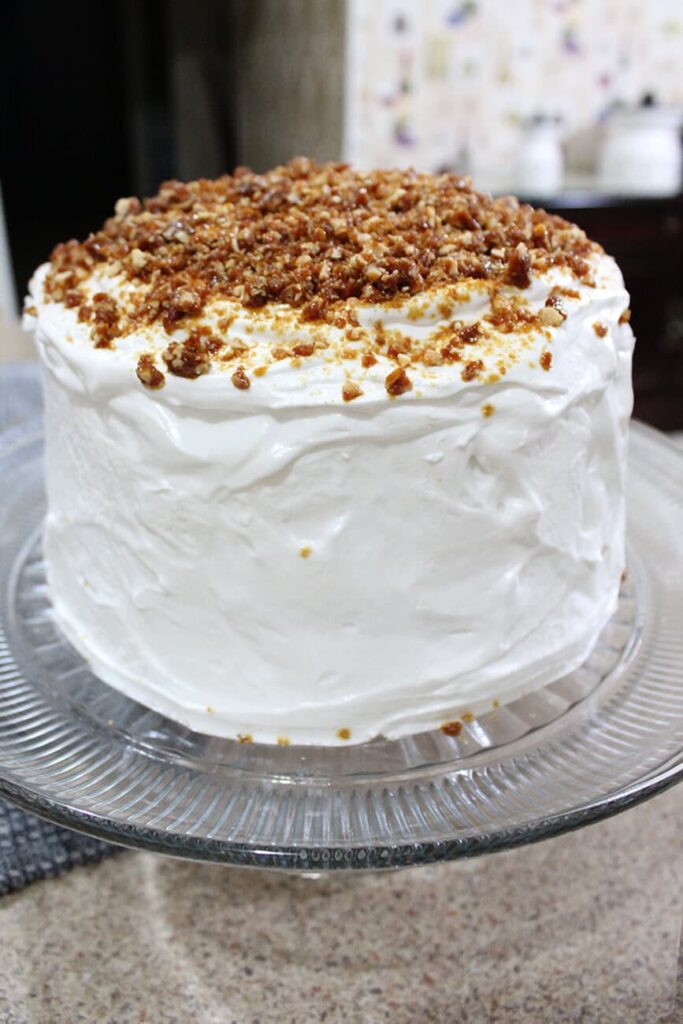 Pastel de vainilla con praline casero