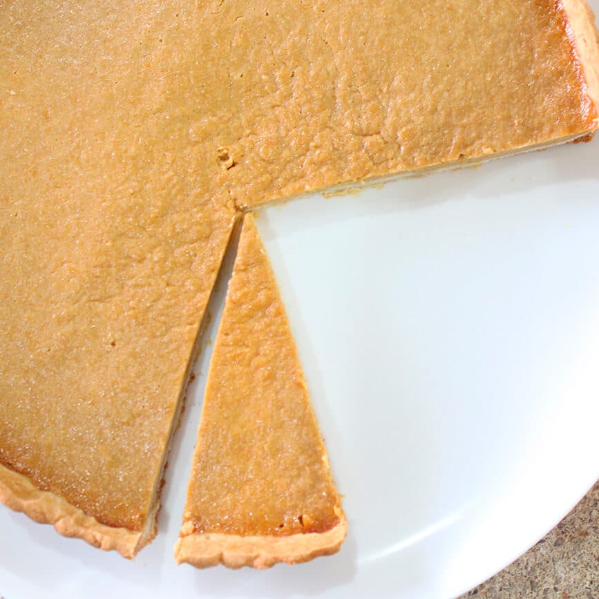 Photograph of the recipe for a layered cream cheese pumpkin pie.