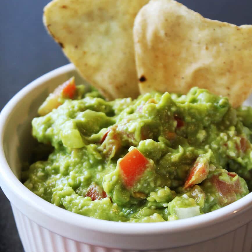 Photograph of the recipe for fresh homemade Mexican guacamole.