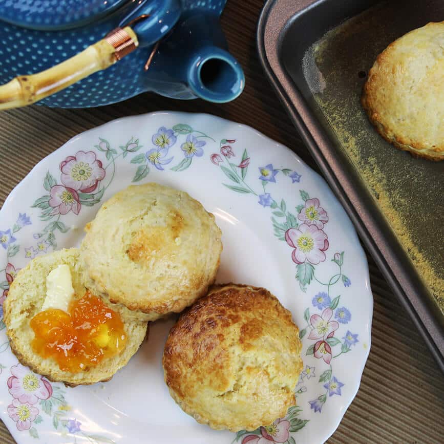Photograph of the recipe for homemade classic scones.