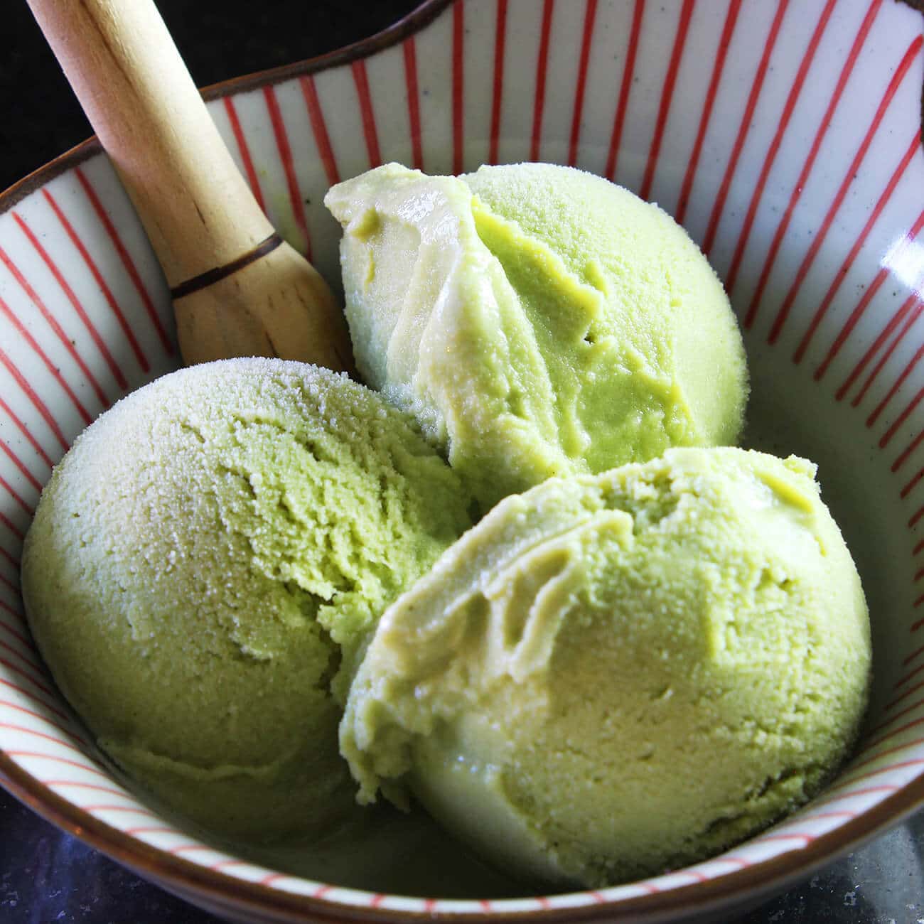 Photograph of the recipe for creamy authentic matcha ice cream.