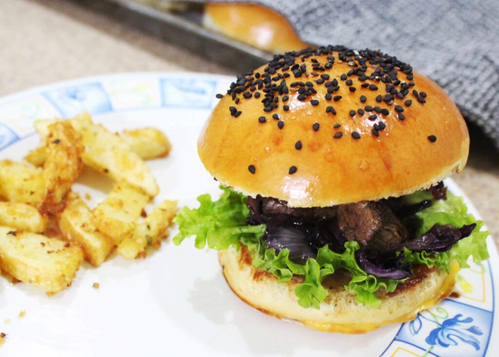 Beef burger with brioche buns
