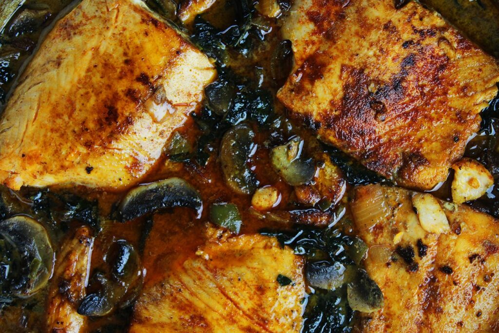 Coconut braised salmon recipe