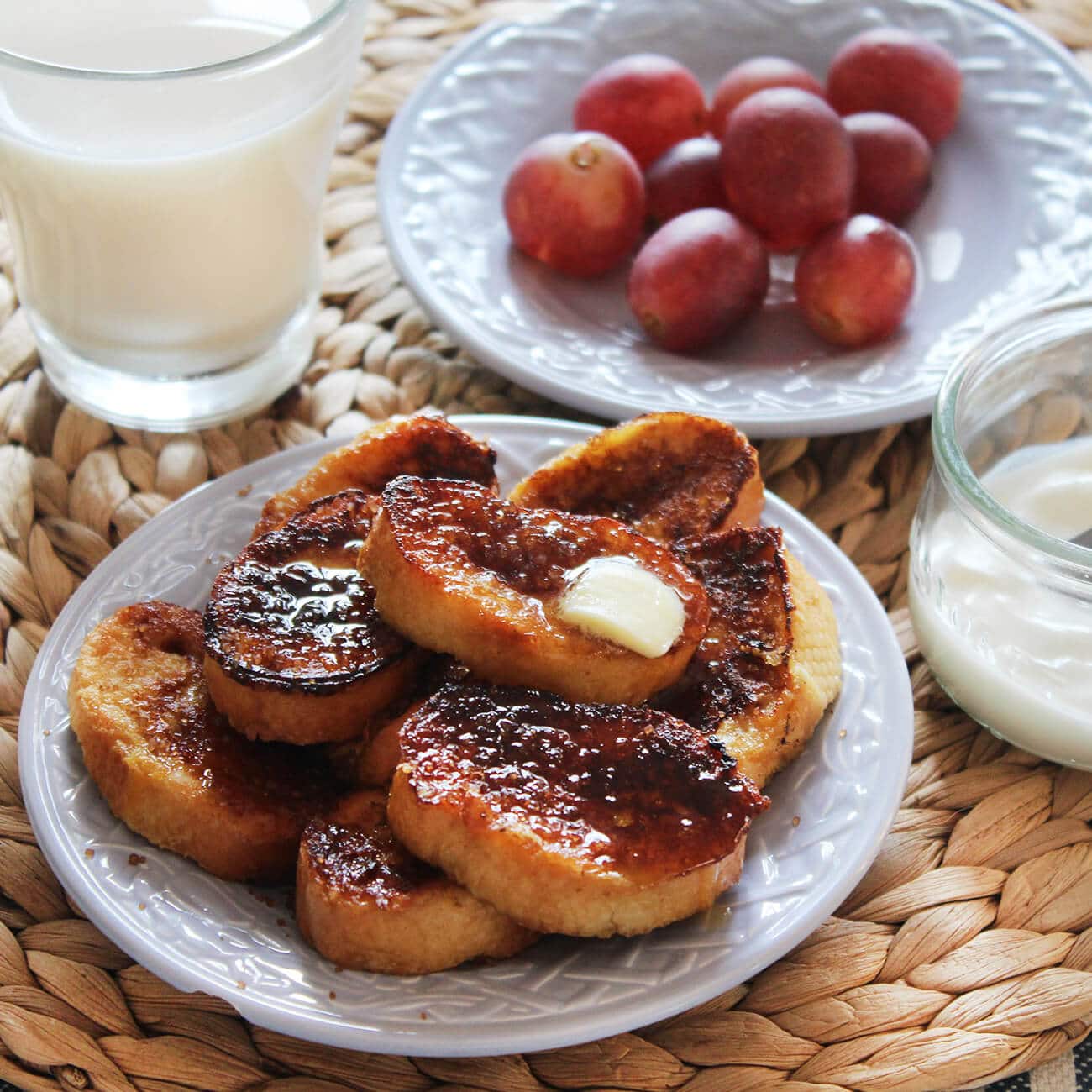 Photograph of the recipe for sweet day old bread french toast.