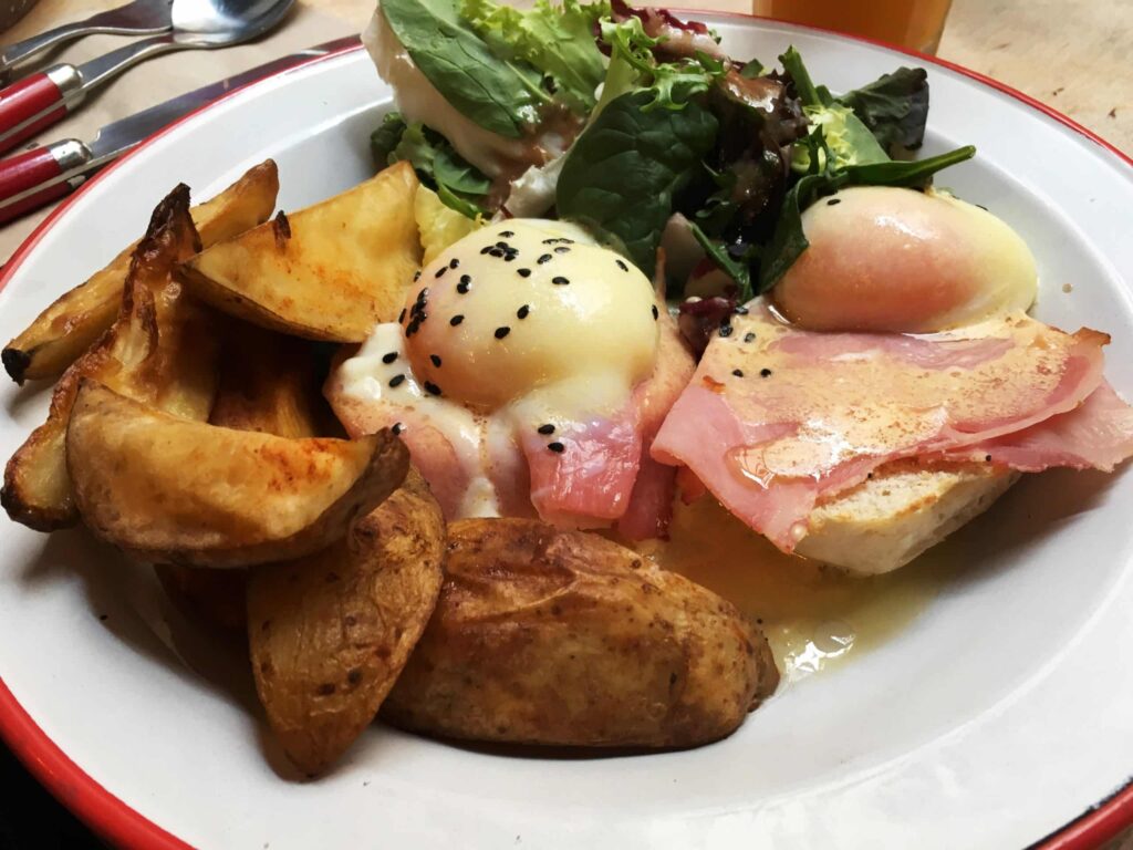 Eggs benedict brunch in Adorado bar