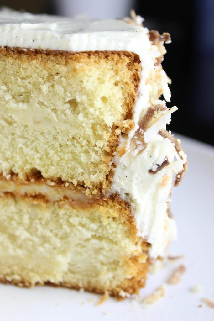 Pastel de coco con coco tostado