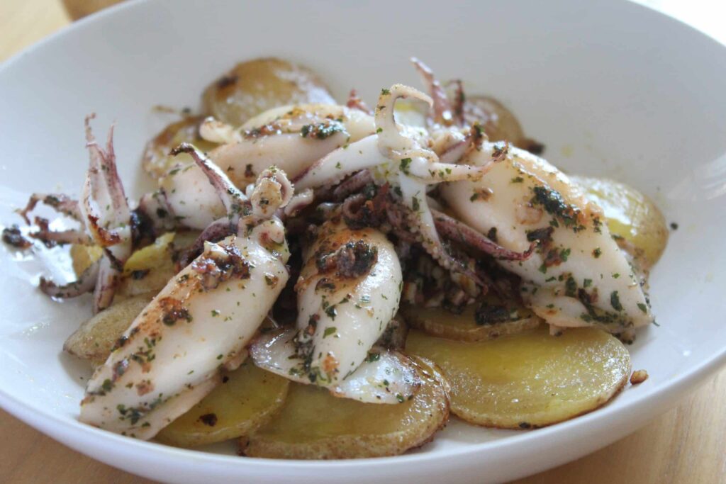 Grilled baby squid with prsley recipe
