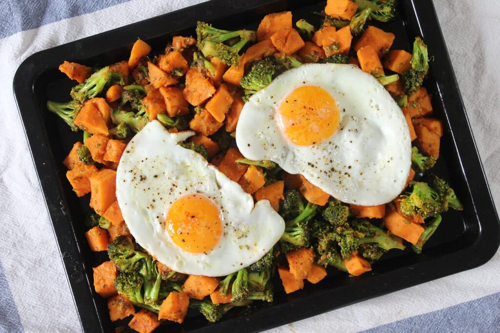 Sweet potato and broccoli breakfast hash