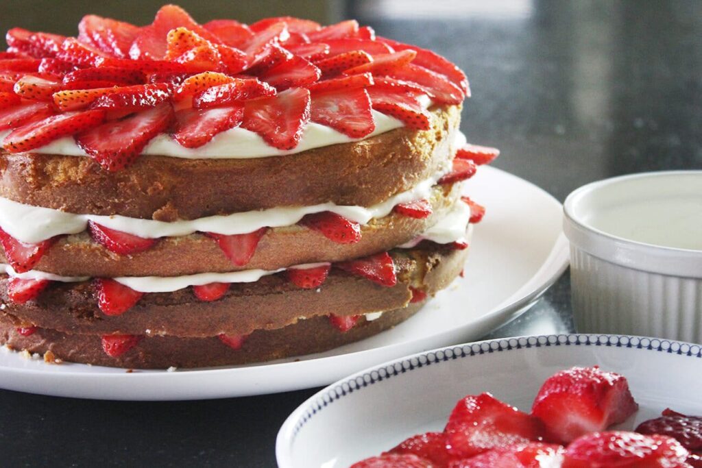 Strawberries and cream cake