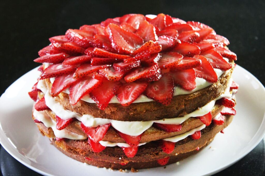 Strawberries and cream cake