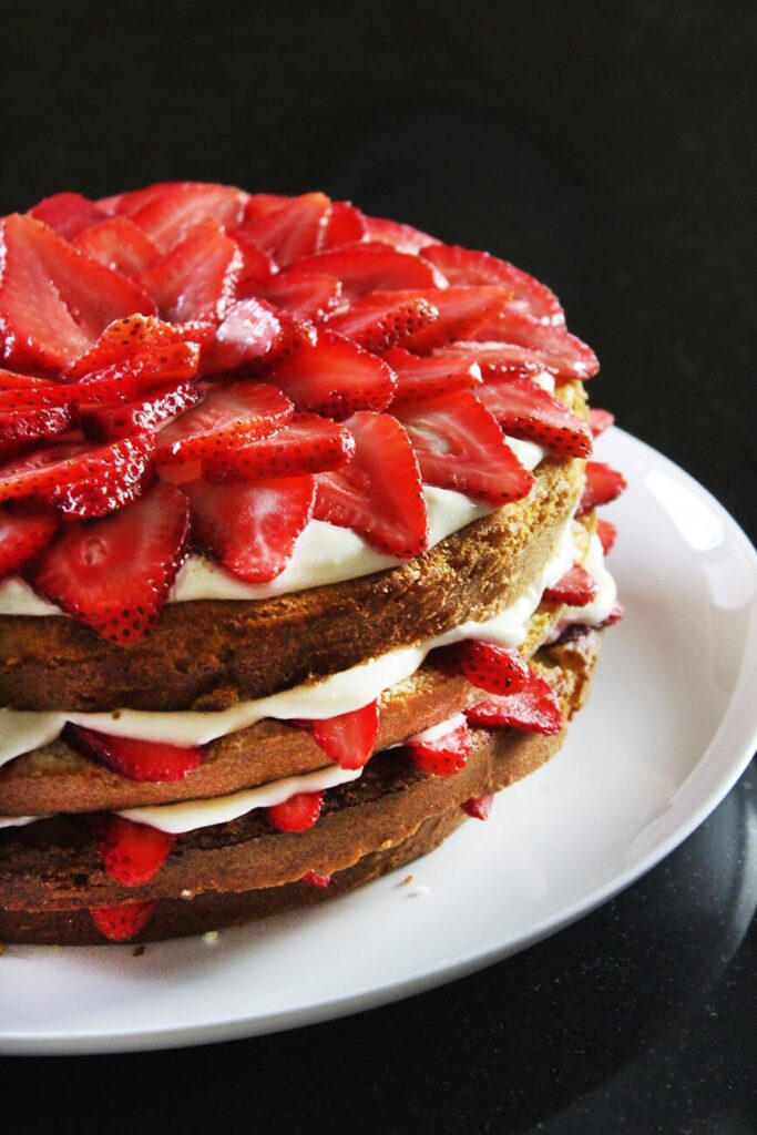Strawberries and cream cake