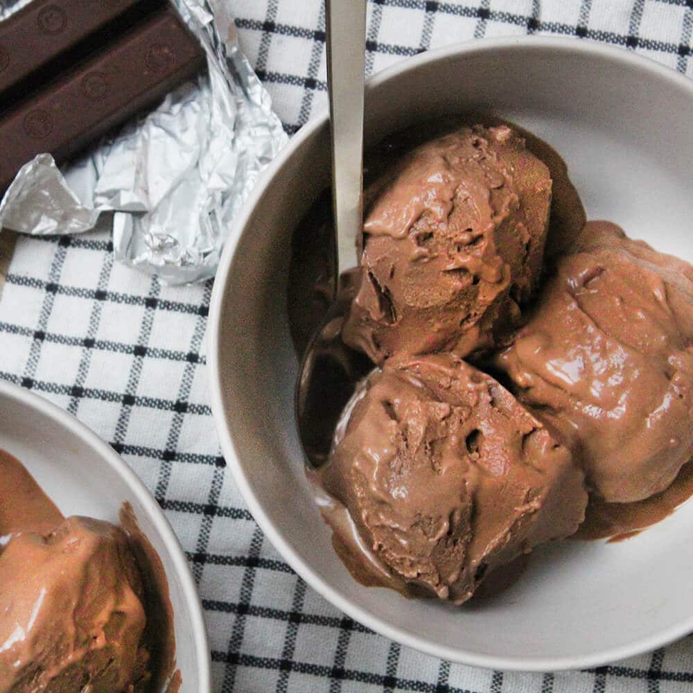 Photograph of the recipe for creamy rich chocolate ice cream.