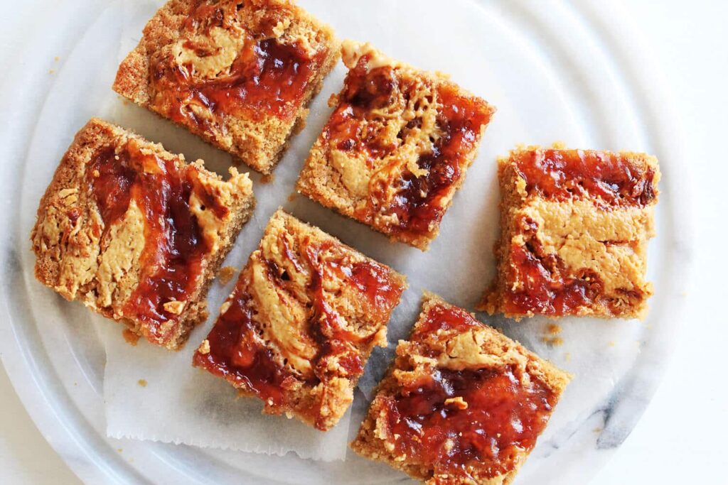The best peanut butter and jelly blondies