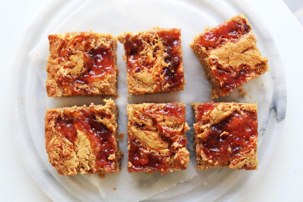 Peanut butter and jelly blondies