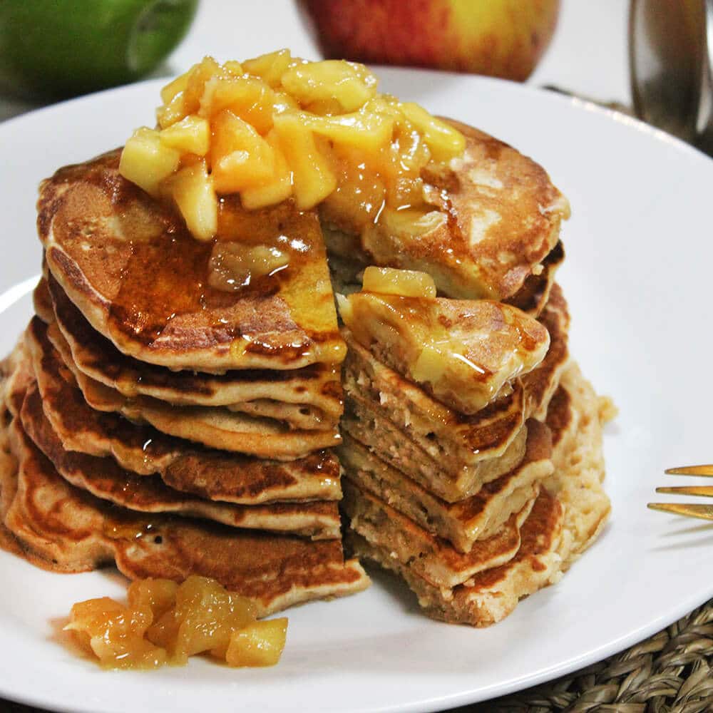 Photograph of the recipe for thick apple pancakes.