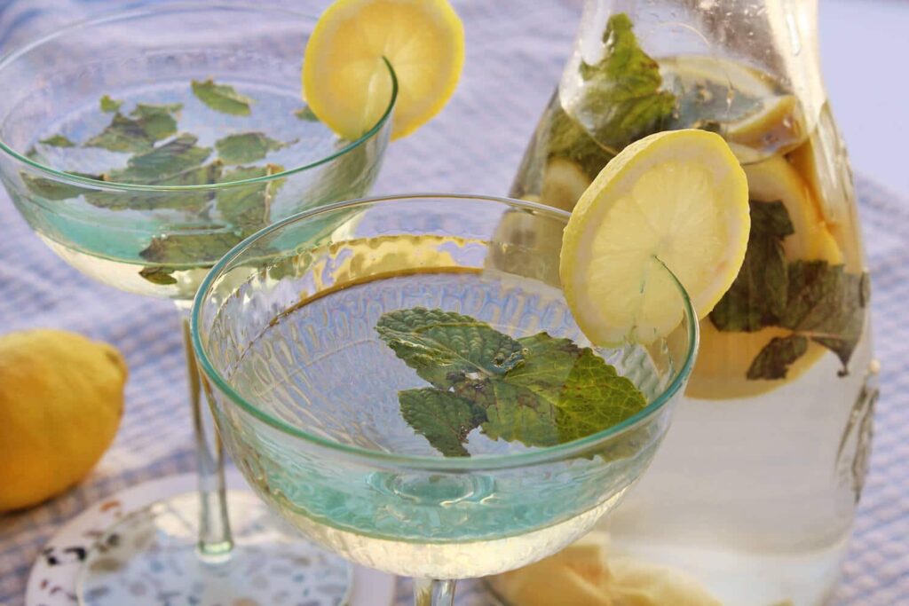 Lemon ginger and peppermint water