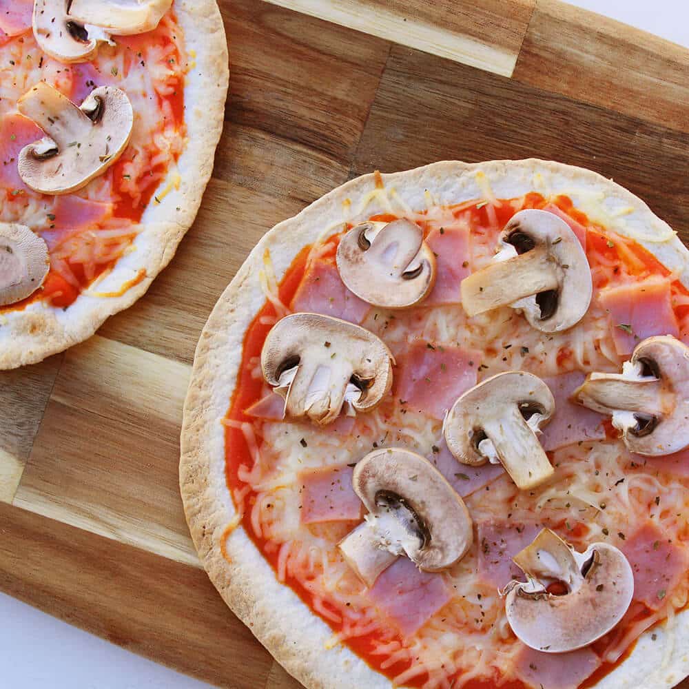 Photograph of the recipe for a quick baked pizzadilla.