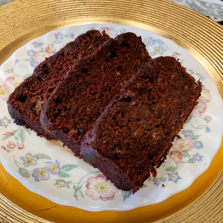 Photograph of the recipe for rich chocolate banana bread.