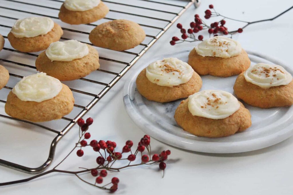 Soft pumpkin cookies with brown butter glaze