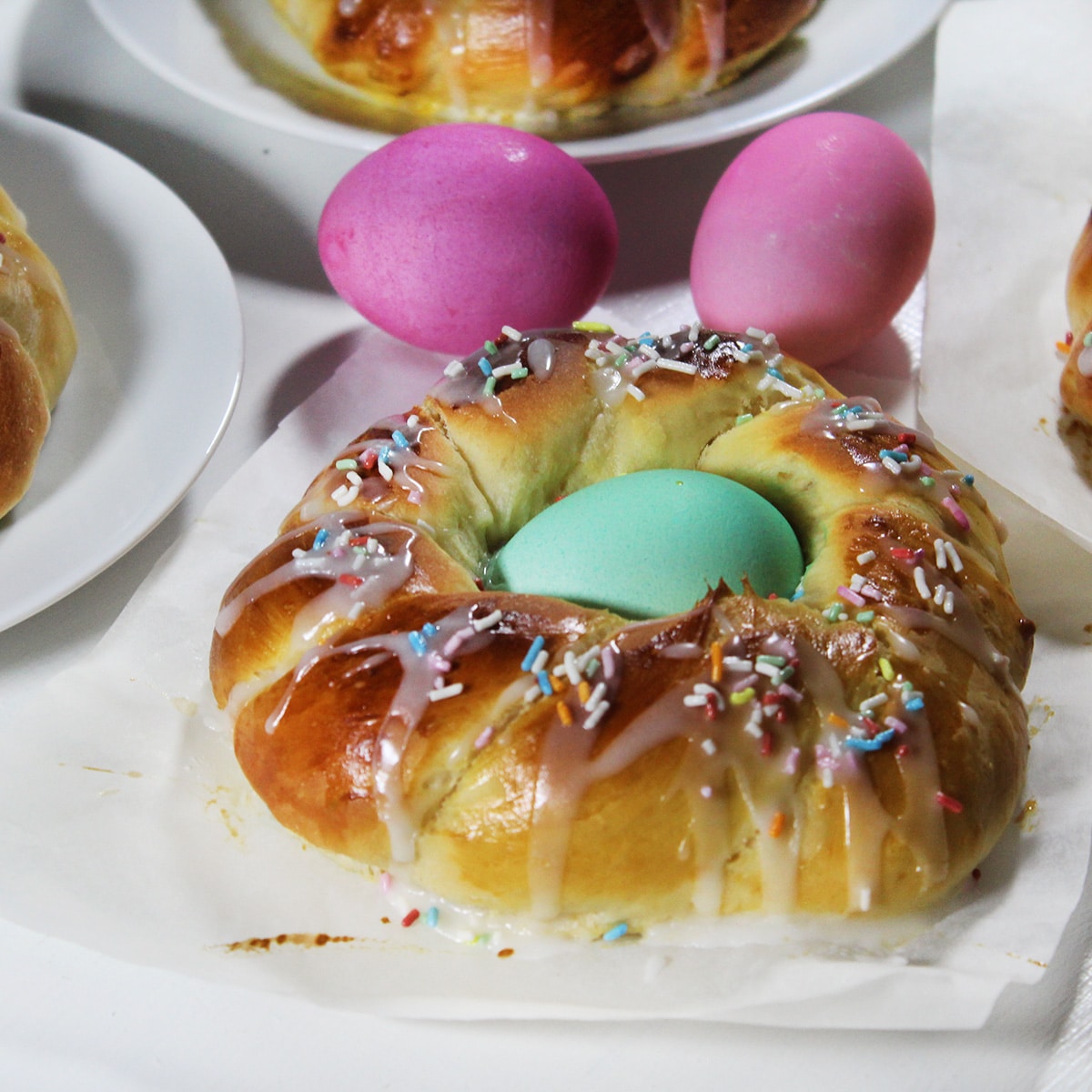 Photograph of the recipe for festive traditional Italian easter bread.