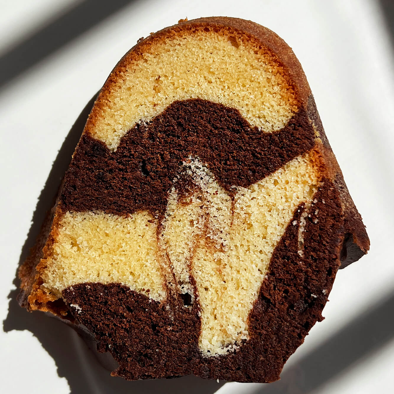 Photograph of the recipe variation for homemade marble cake.