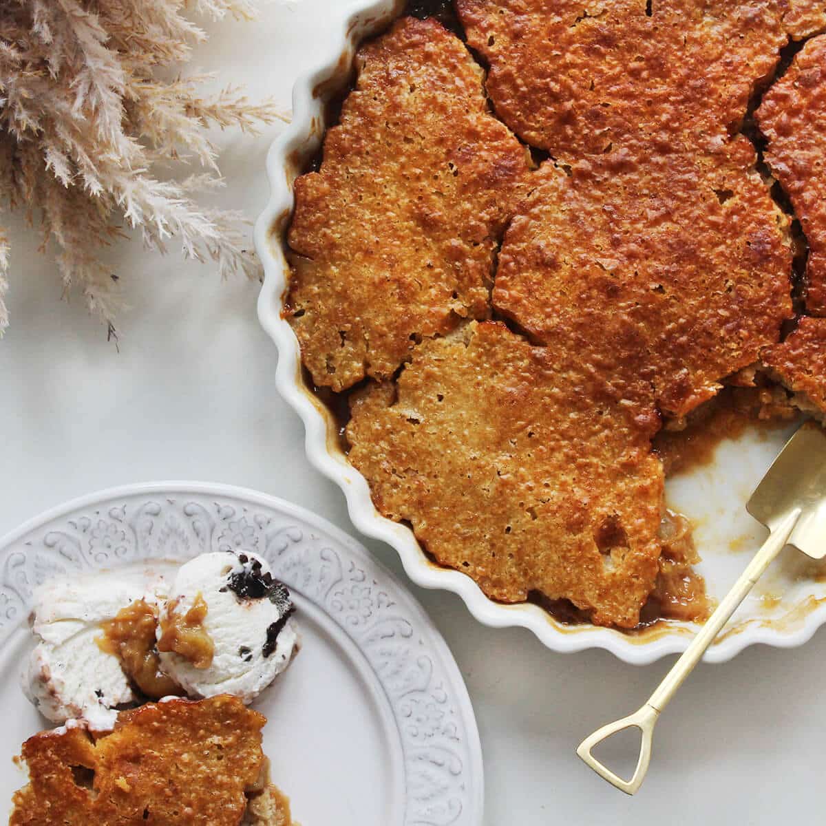 Photograph of the recipe for plum cobbler.
