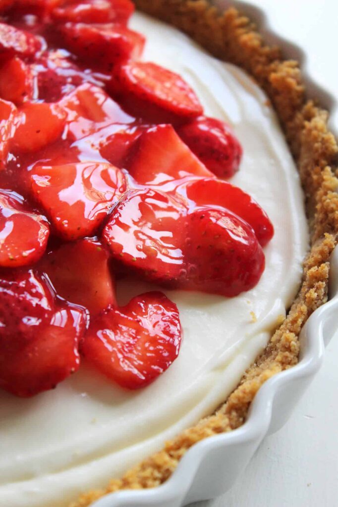 Receta de pay de pretzels y fresas