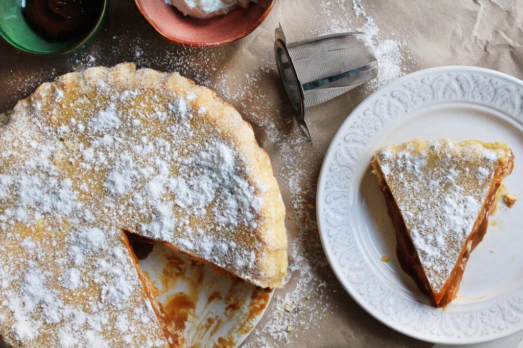 Tarta de ricotta y dulce de leche