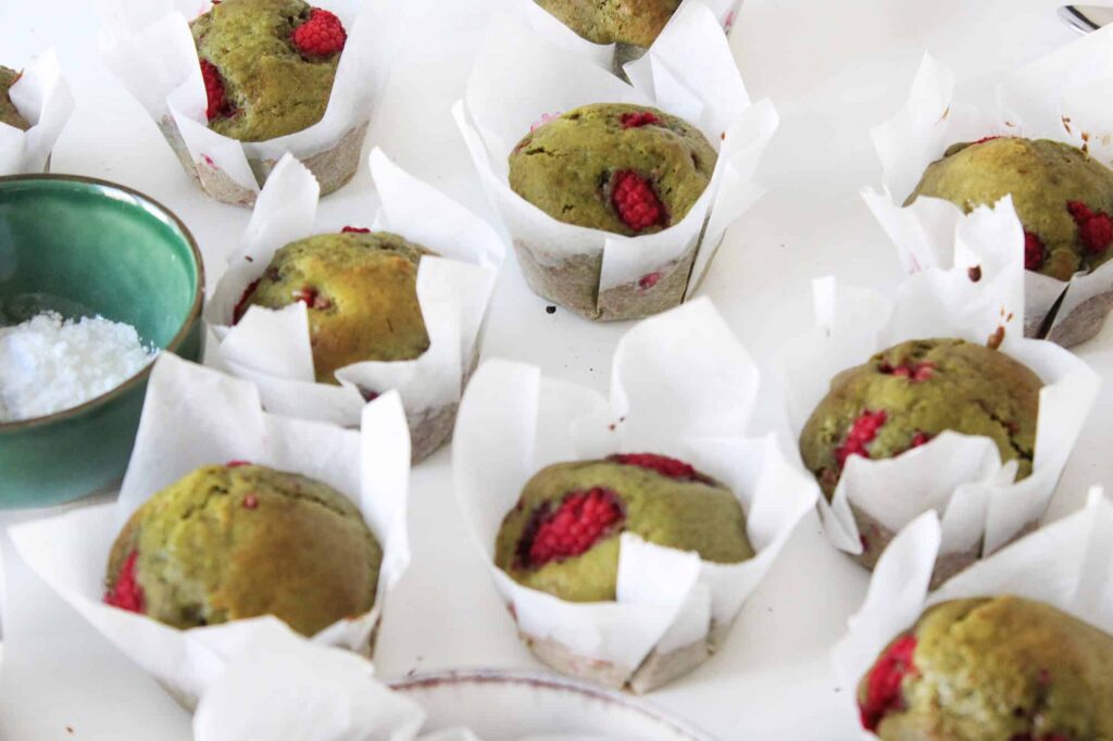 Matcha raspberry muffins recipe