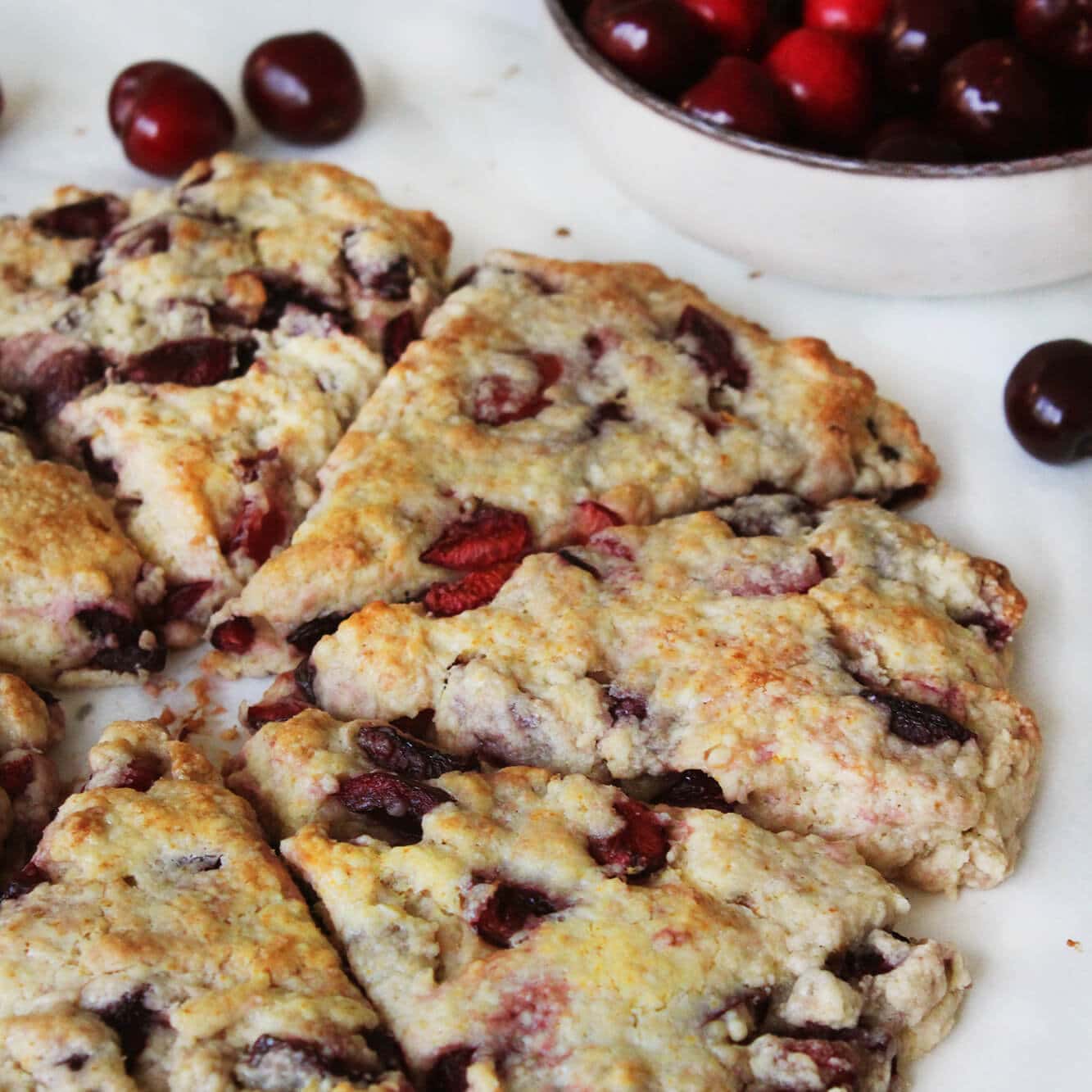 Photograph of the recipe for traditional fruit-filled cherry scones.