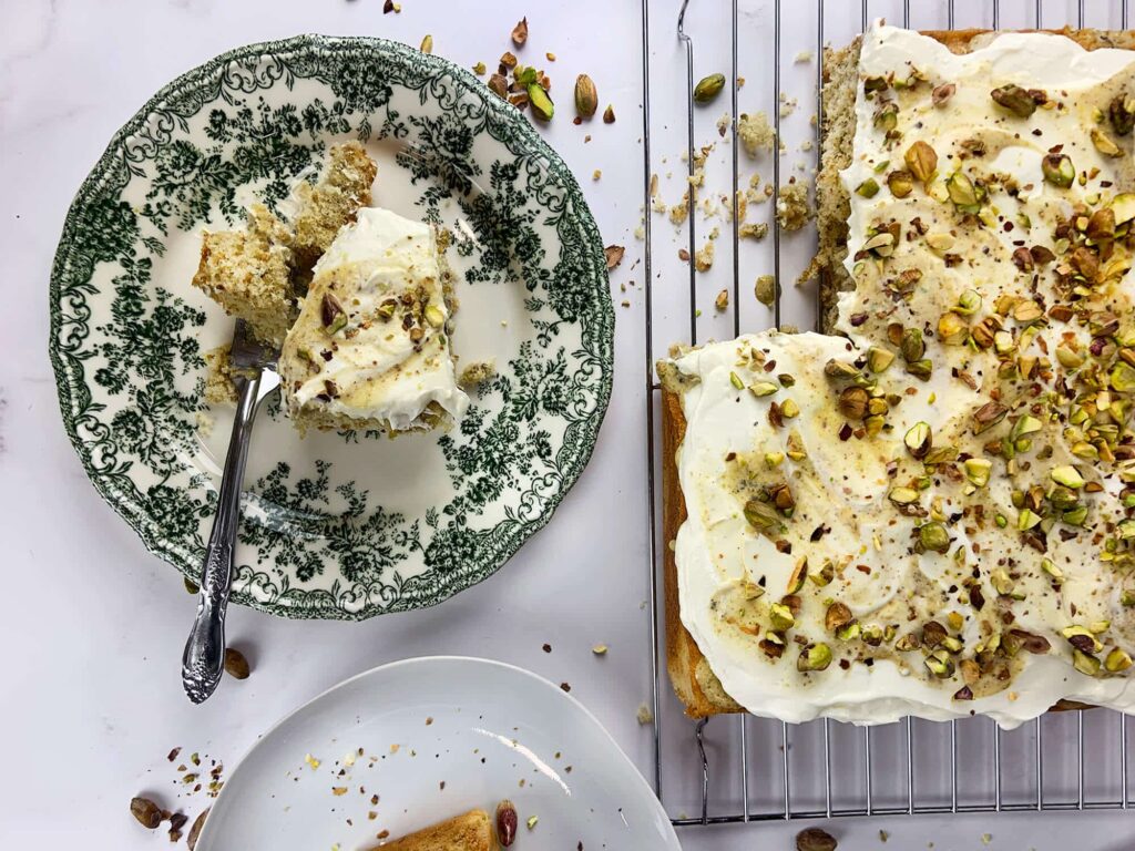 Pistachio poke cake