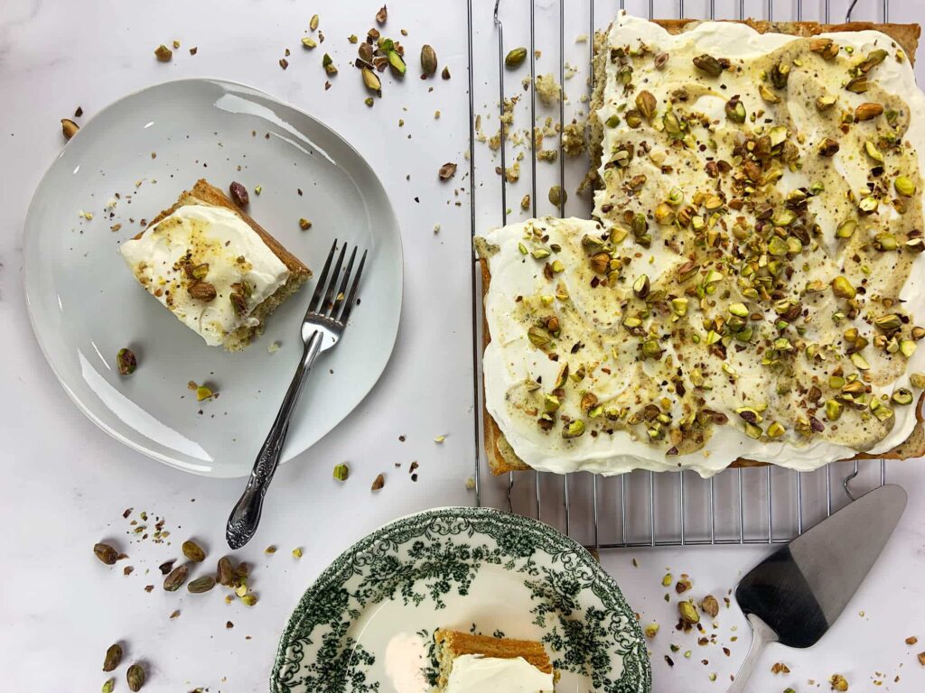 Pistachio poke cake