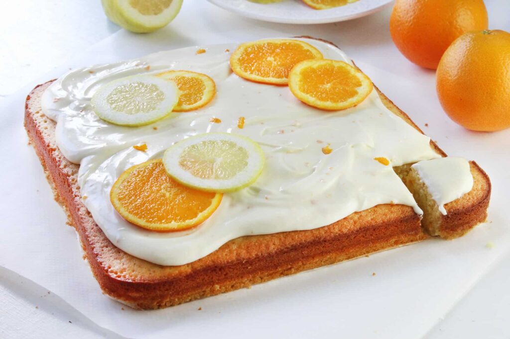 The best orange yogurt sheet cake