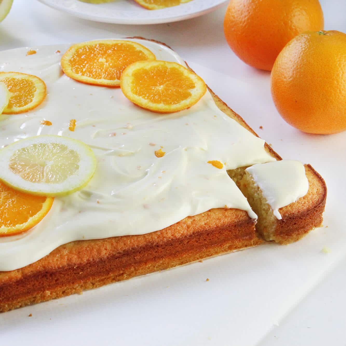 Fotografía de la receta de pastel de naranja con yogurt.