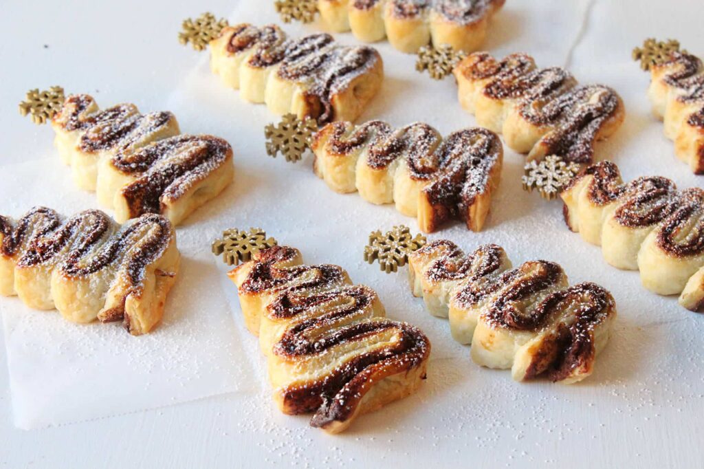 Puff pastry nutella christmas trees