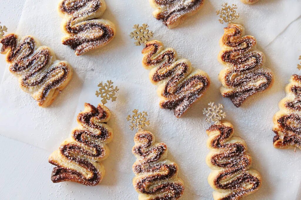 Puff pastry nutella christmas trees