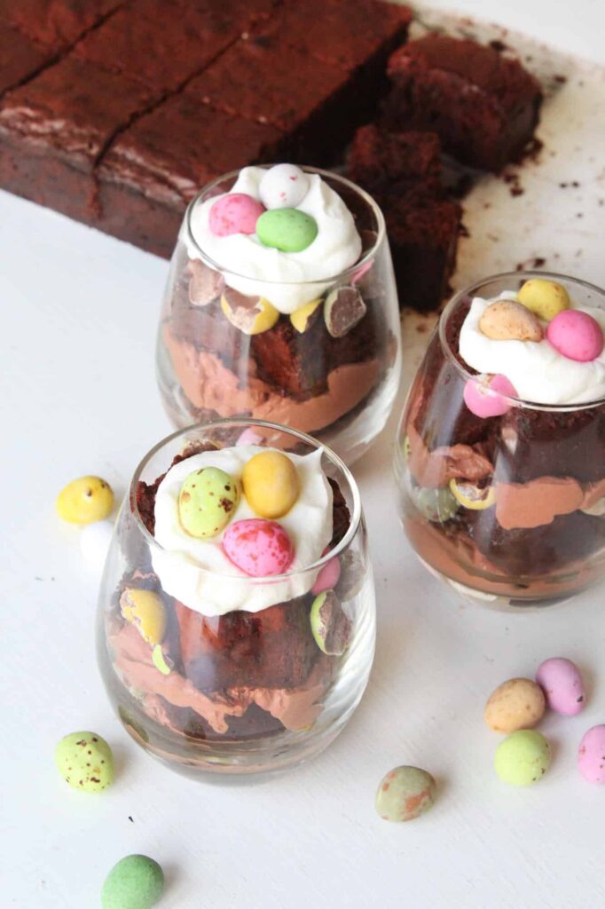 Easter brownie parfaits