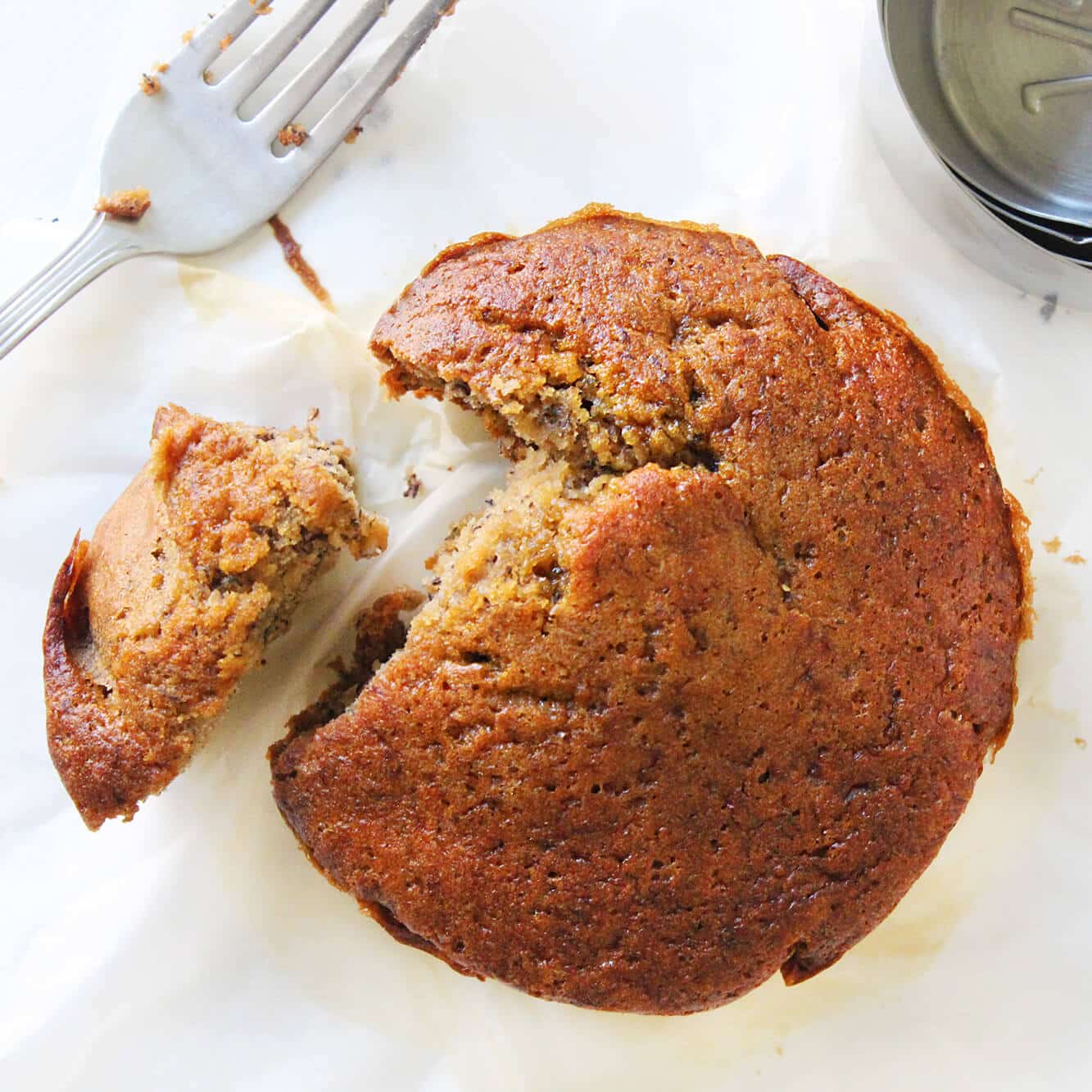 Fotografía de la receta de pan de plátano de una porción.