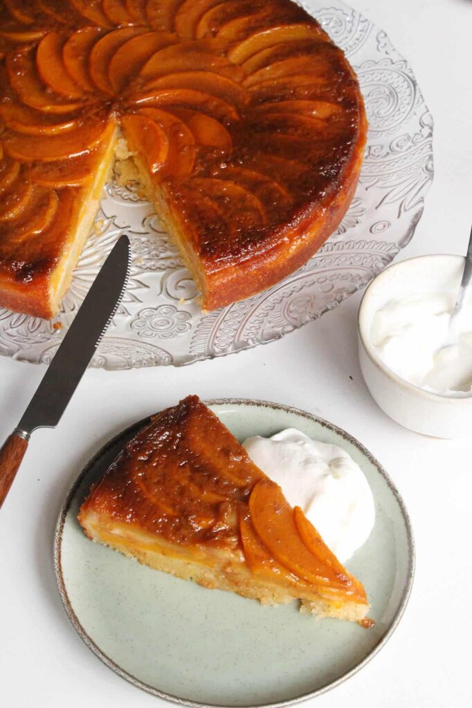 Peach upside-down cake recipe