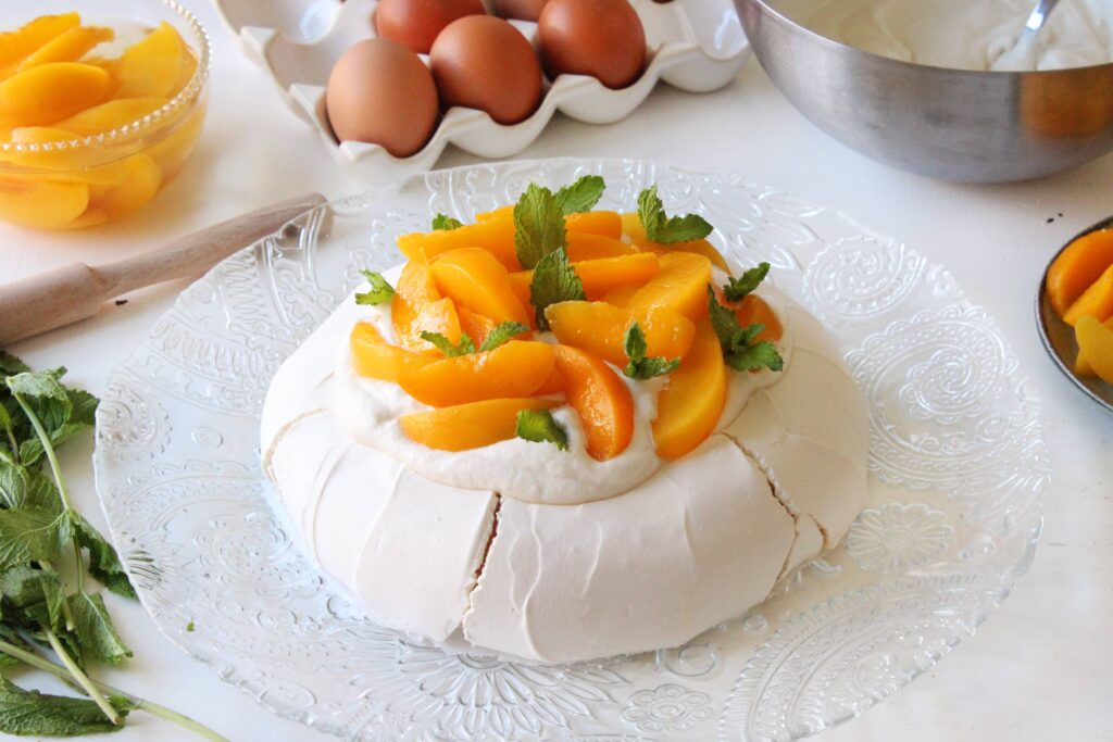 La mejor Pavlova de durazno o melocotón