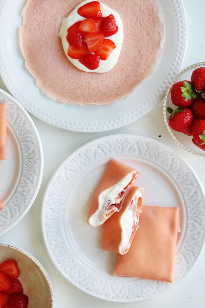Crepas rellenas de fresa
