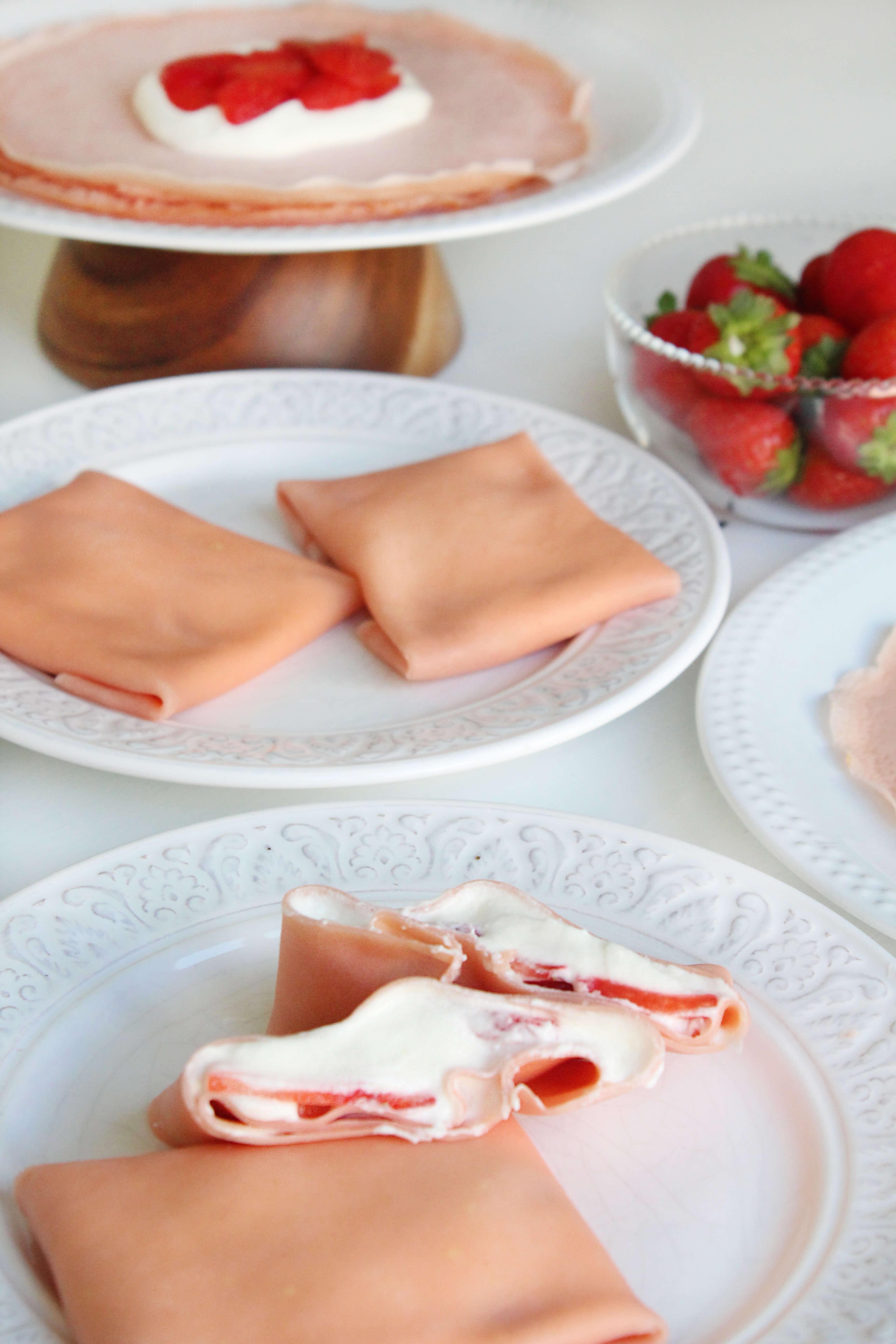 Strawberry filled crepes