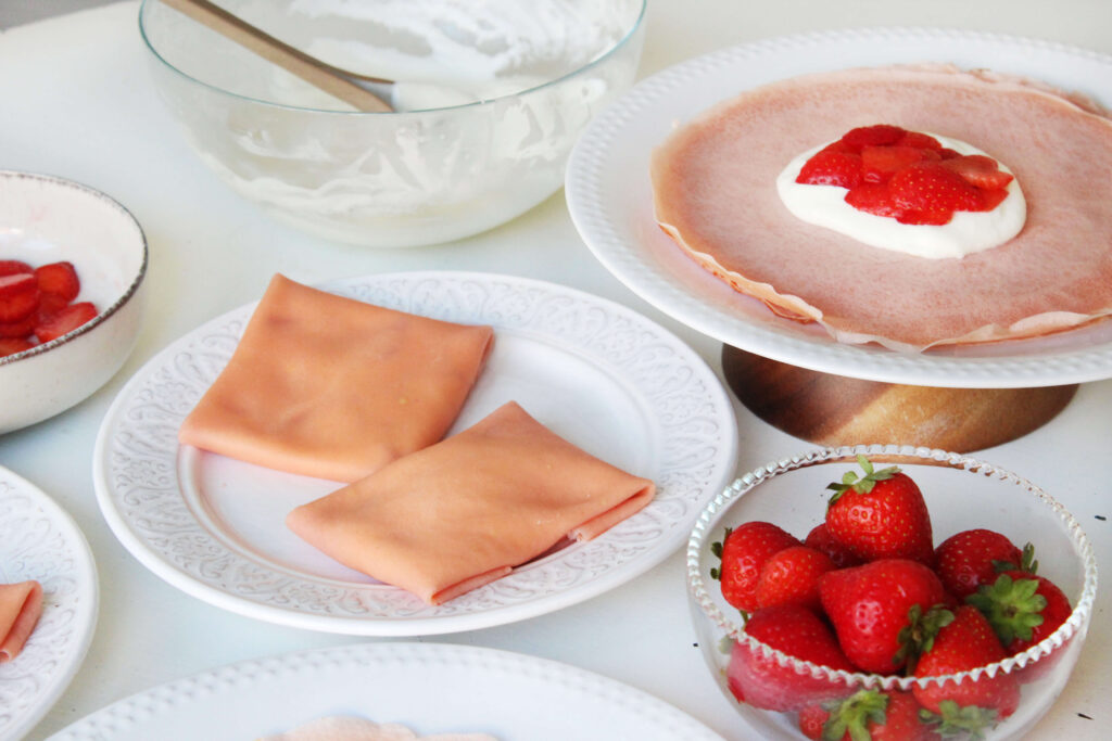 Strawberry filled crepes