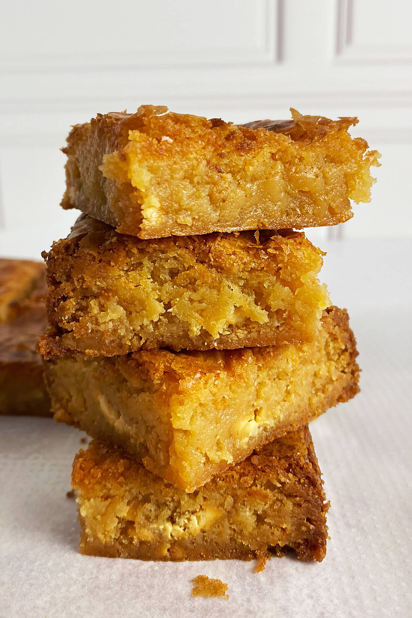 Brownies de chocolate blanco