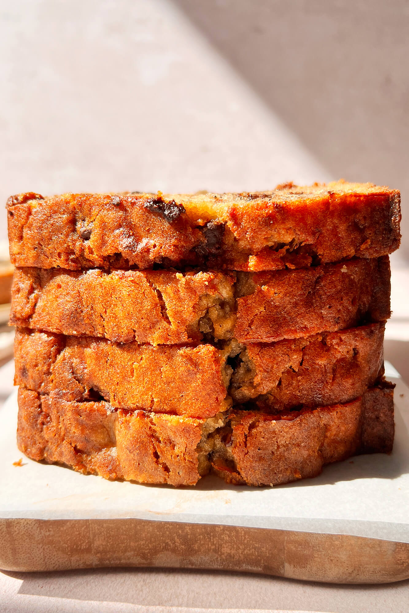 Pan de plátano con chispas de chocolate