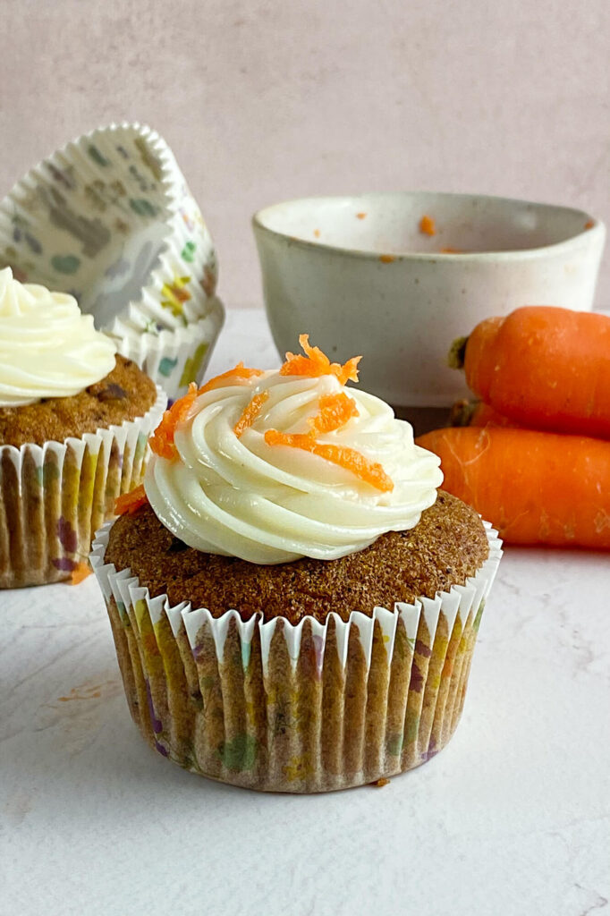 Carrot cupcakes with cream cheese frosting