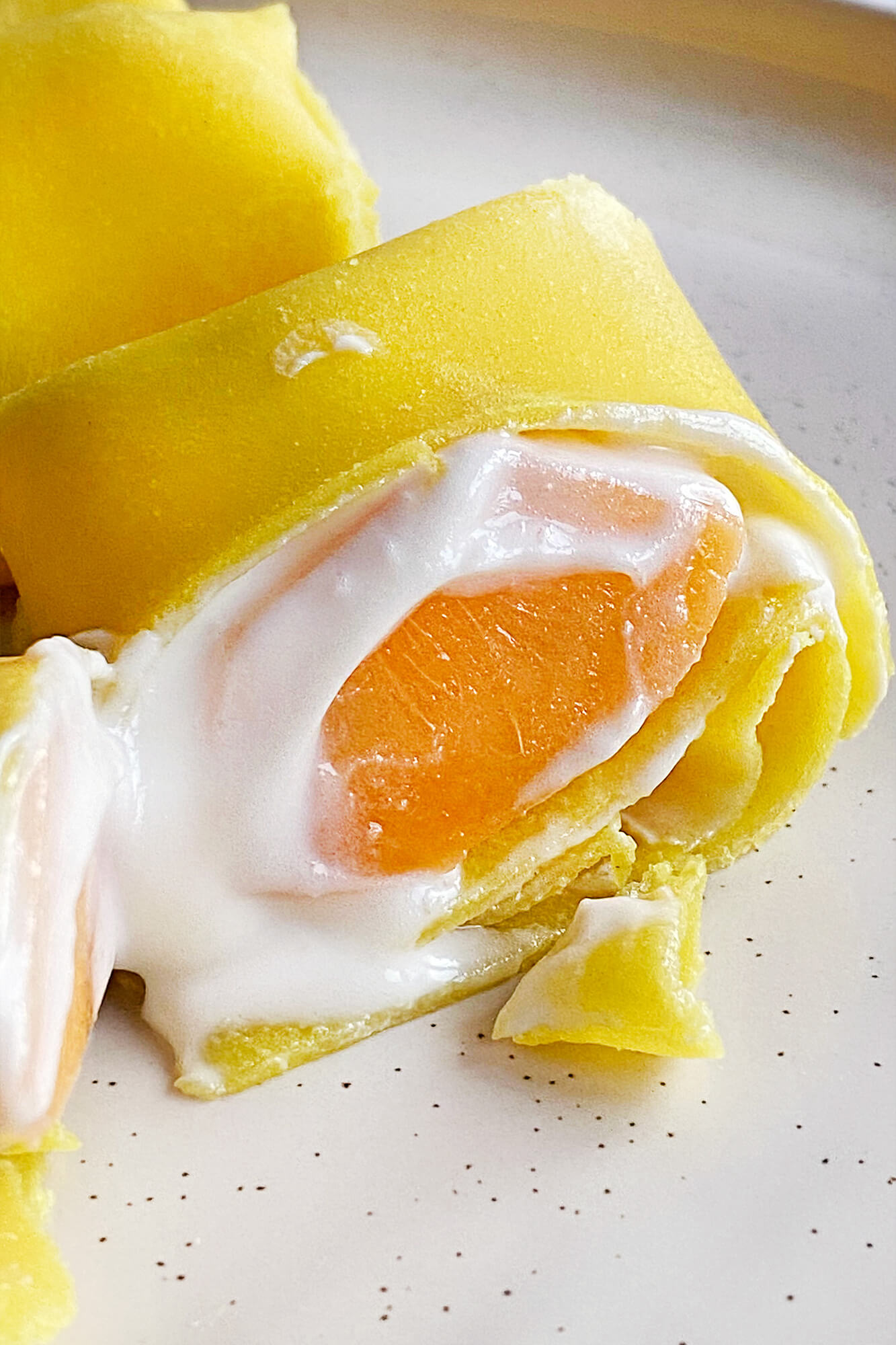 Peaches and cream crepes