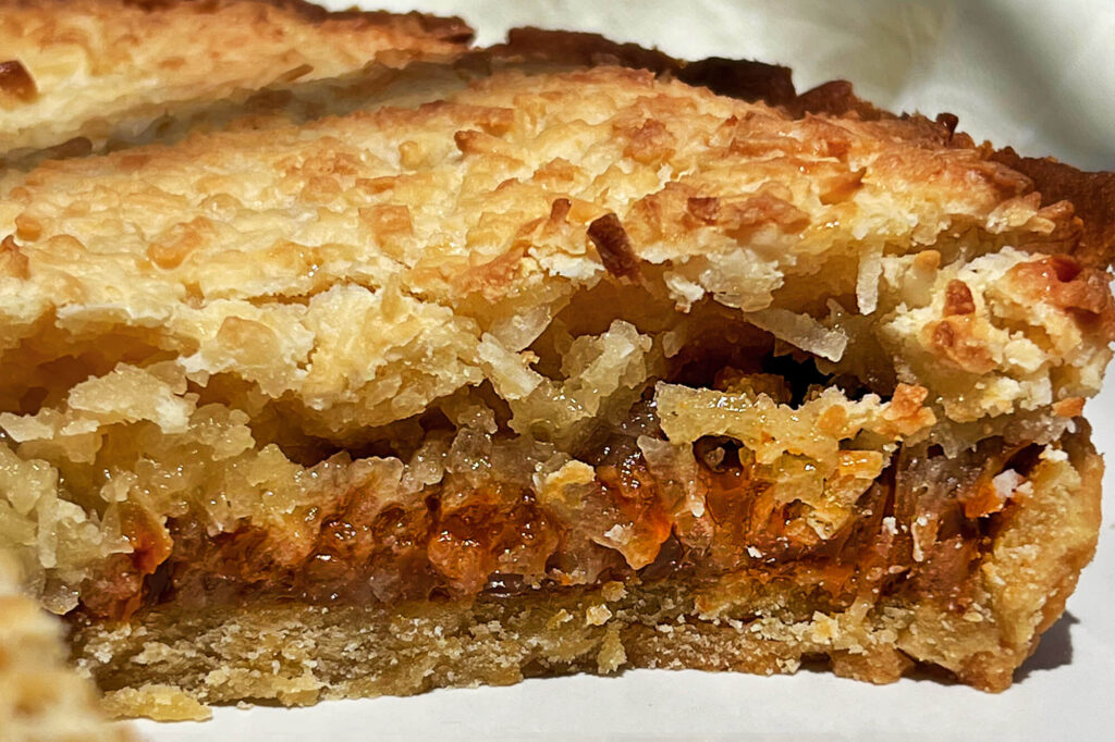 Coconut and dulce de leche tart