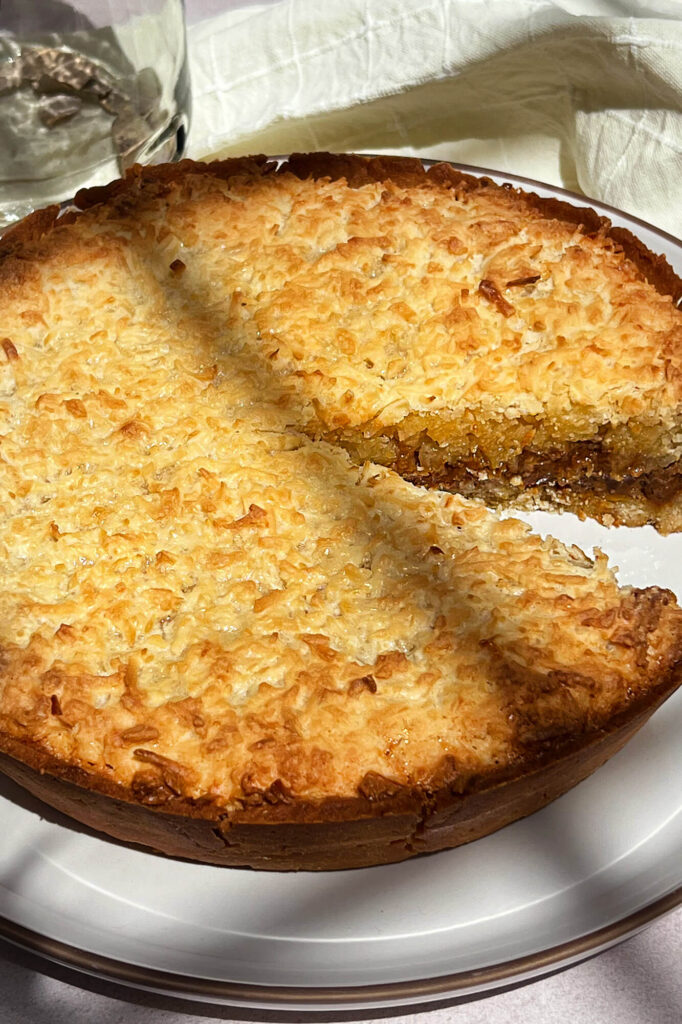 Coconut and dulce de leche tart